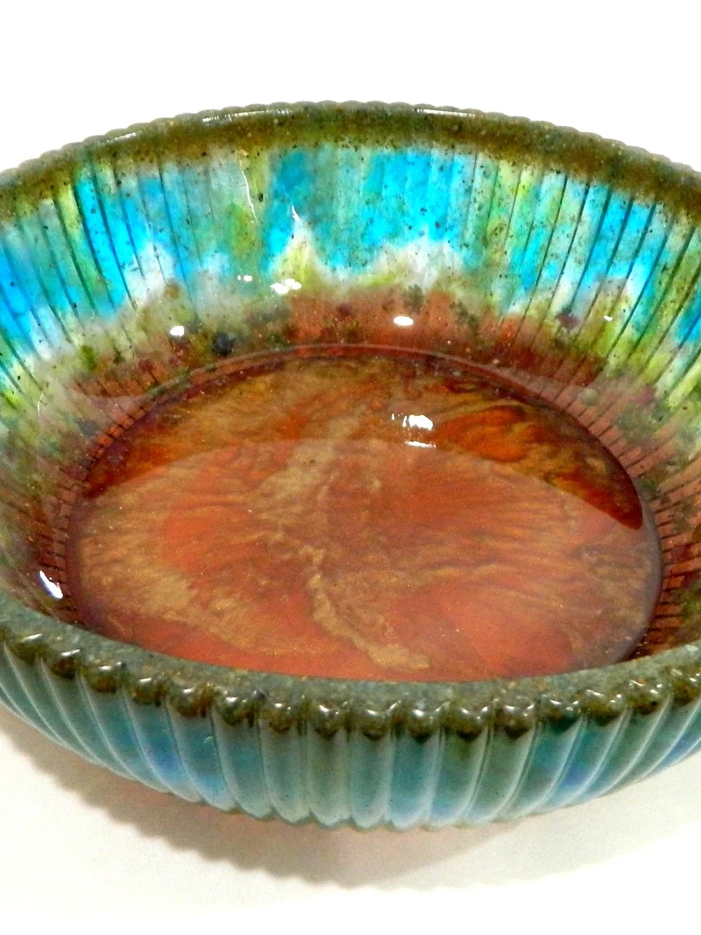 Colorful Handmade Resin Serving Bowl With Embedded Flowers And Sand